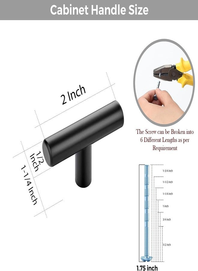 STORE 2508 Stainless Steel Cabinet Handles T-Bar T Handles 2 Inches (Matte Black Pack of 6) - Image 3